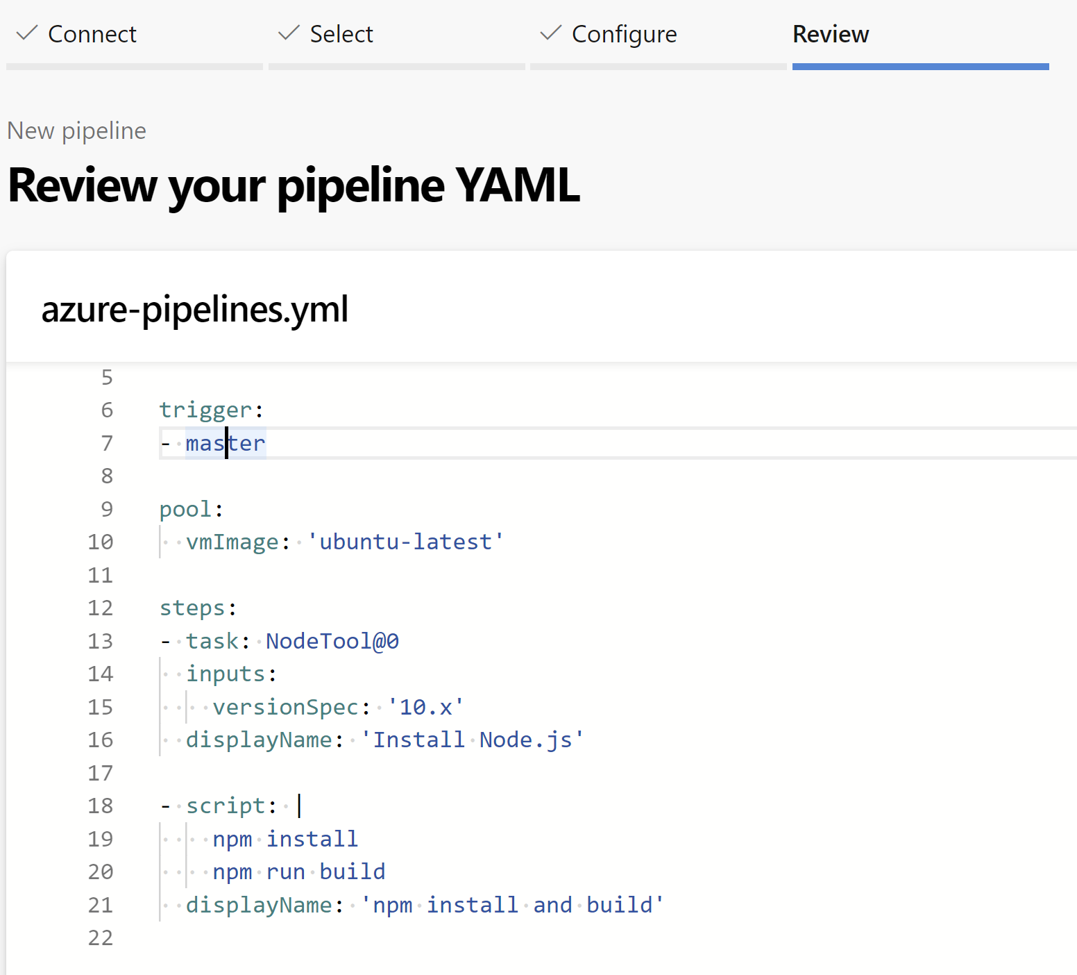 the YAML file that is created for us