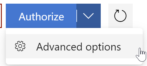 the dropdown button on the authorize menu that shows advanced options