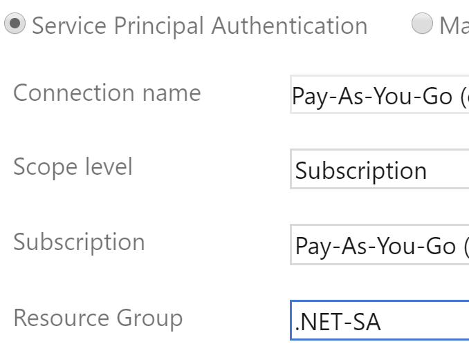 selecting a specific resource group rather than a whole subscription