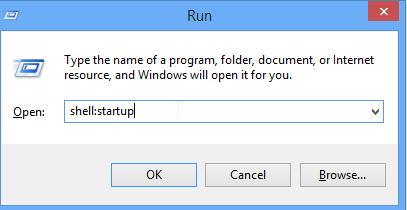 Run dialog with "shell: startup" in the box