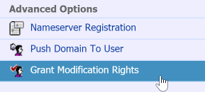 A screenshot of the location of the 'grant modification rights' screen