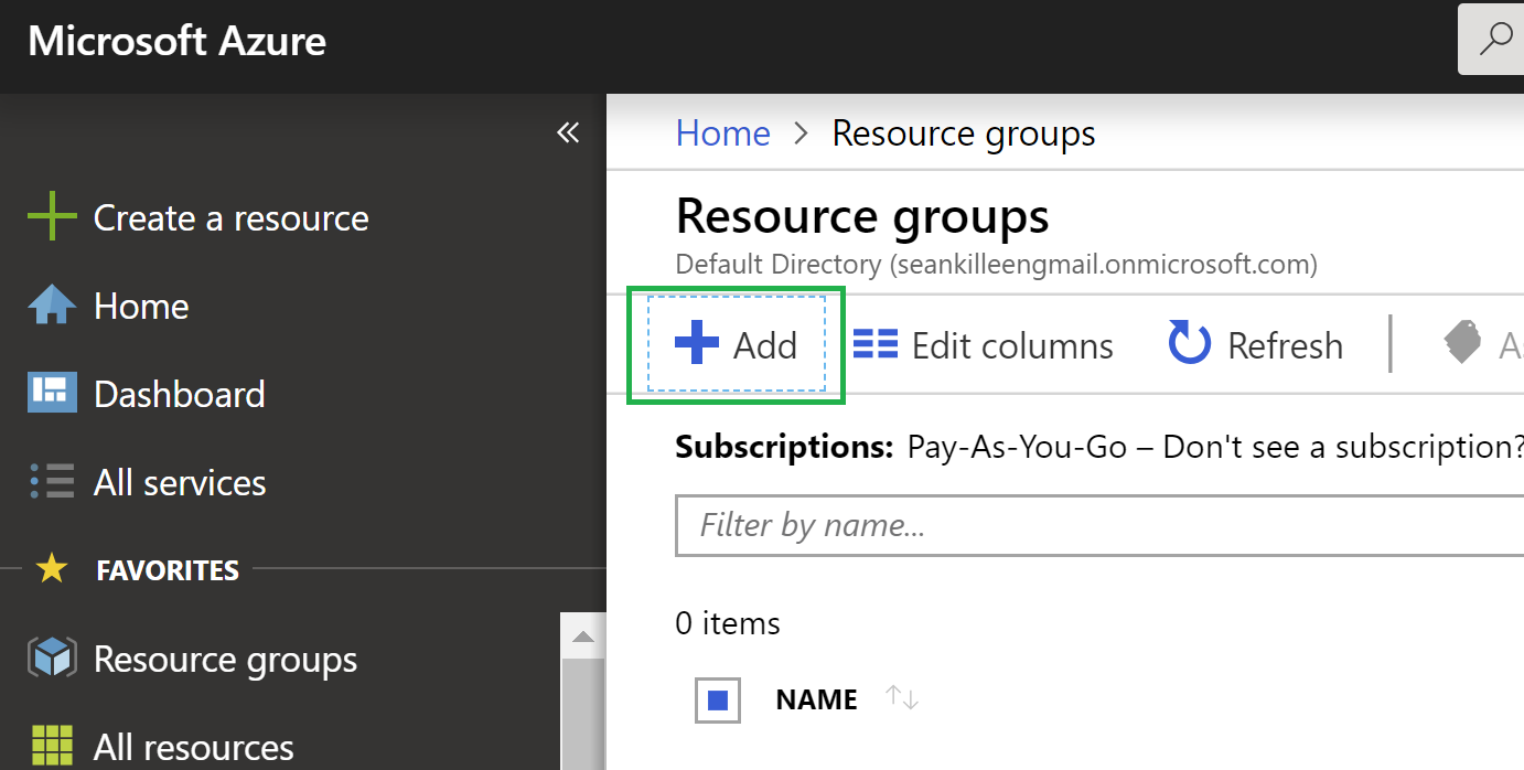 The add resource group button