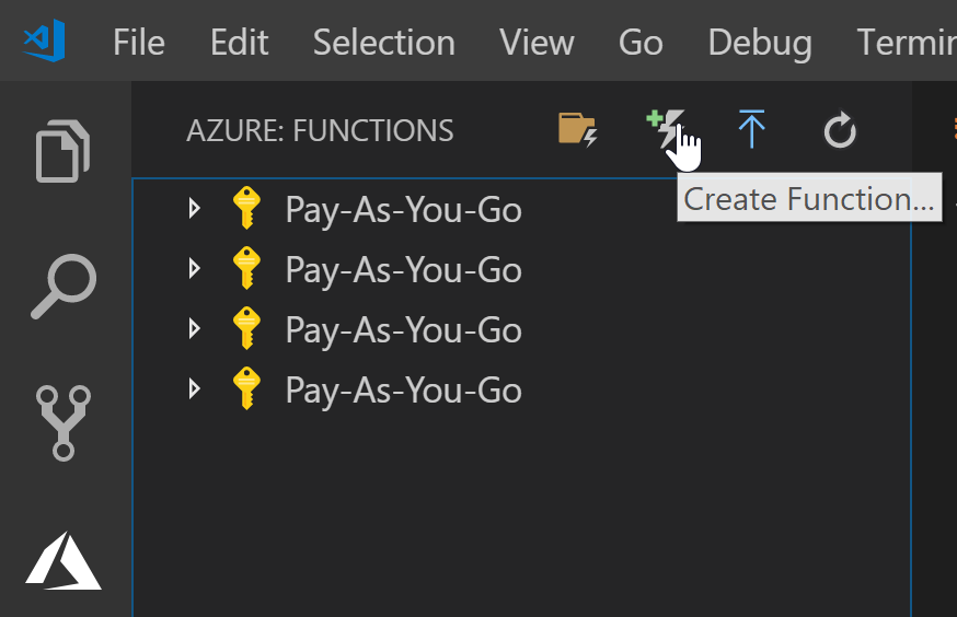 Create function button within VS Code