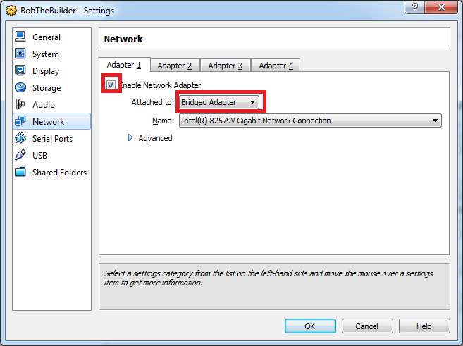 Bridged Network Adapter Setup