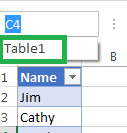 Selecting that the table has headers