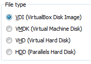 VirtualBox Hard Disk Selection Screen