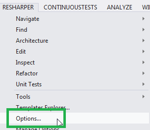 Resharper menu