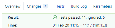Tests in the overview page of the build