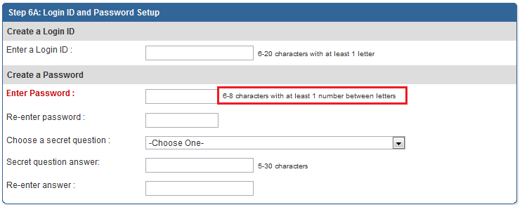 Schwab bad Password Screen